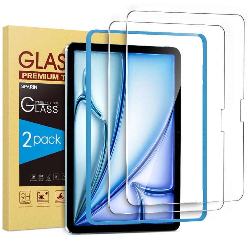 SPARIN 2 Pack Screen Protector for iPad Air 11 inch M4/M3/M2 (2026/2025/2024), (iPad Air 8th/7th/6th Generation), Tempered Glass, Apple Pencil Pro & Case Compatible, Anti-Scratches, High Definition - Image 1
