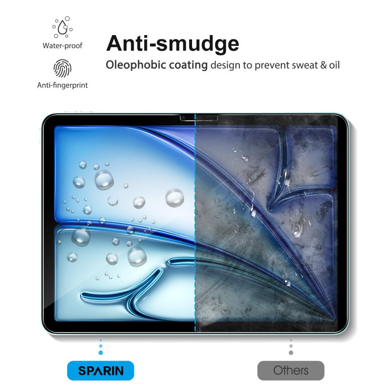 SPARIN 2 Pack Screen Protector for iPad Air 11 inch M4/M3/M2 (2026/2025/2024), (iPad Air 8th/7th/6th Generation), Tempered Glass, Apple Pencil Pro & Case Compatible, Anti-Scratches, High Definition - Image 4