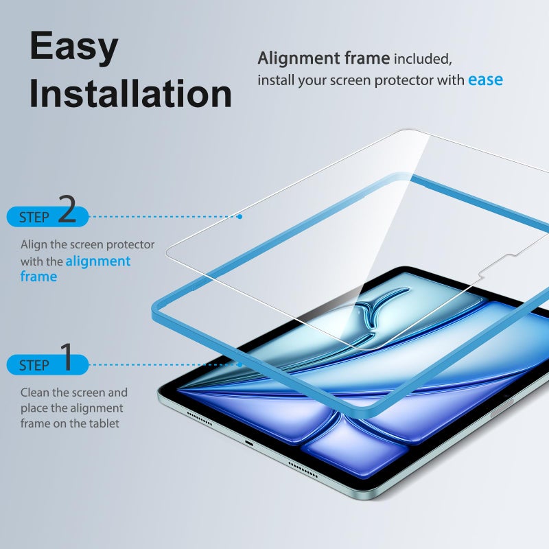 SPARIN 2 Pack Screen Protector for iPad Air 11 inch M4/M3/M2 (2026/2025/2024), (iPad Air 8th/7th/6th Generation), Tempered Glass, Apple Pencil Pro & Case Compatible, Anti-Scratches, High Definition - Image 3