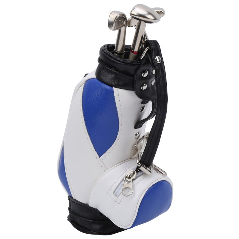 Mini Golf Pen Holder: Blue White, High Quality Durable Material, With Zippered Storage Area - 3 Golf Ballpoint Pens (Red Blue Black Ink) Golf Desk Accessory for Golf Lovers, Office Desk Decor, Tournam - Image 3