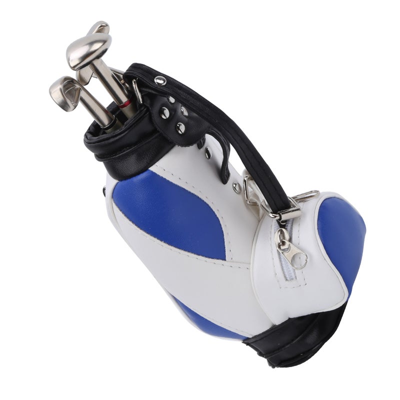 Mini Golf Pen Holder: Blue White, High Quality Durable Material, With Zippered Storage Area - 3 Golf Ballpoint Pens (Red Blue Black Ink) Golf Desk Accessory for Golf Lovers, Office Desk Decor, Tournam - Image 5