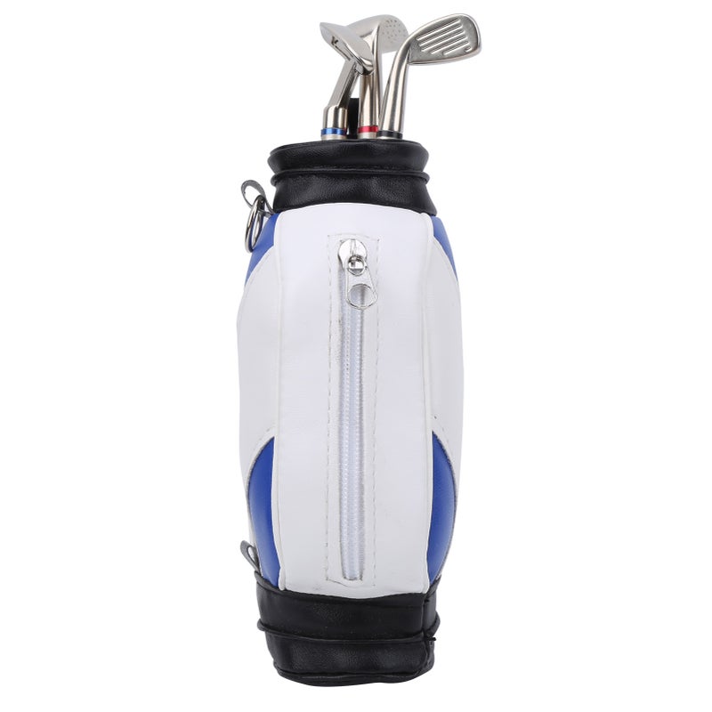 Mini Golf Pen Holder: Blue White, High Quality Durable Material, With Zippered Storage Area - 3 Golf Ballpoint Pens (Red Blue Black Ink) Golf Desk Accessory for Golf Lovers, Office Desk Decor, Tournam - Image 4