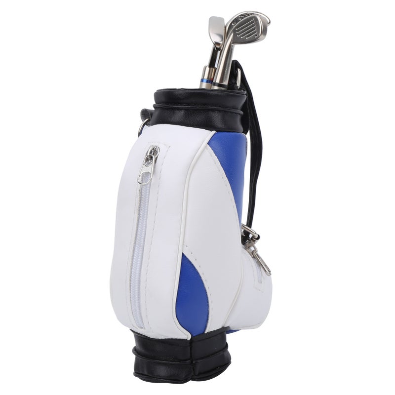 Mini Golf Pen Holder: Blue White, High Quality Durable Material, With Zippered Storage Area - 3 Golf Ballpoint Pens (Red Blue Black Ink) Golf Desk Accessory for Golf Lovers, Office Desk Decor, Tournam - Image 2