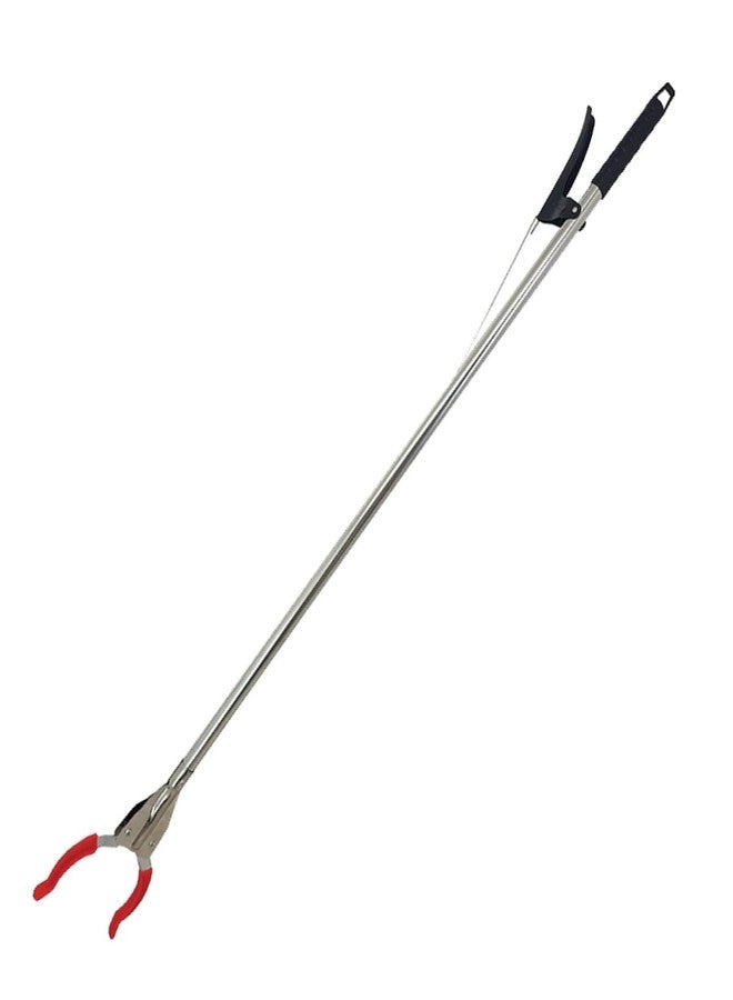 TRADY 36inch Grabber Reacher Picker Tool Extender Claw Garbage Picker Stainless Steel + ABS Engineering Plastic Grab Aid Waste Collector without Bending Down for Collecting Bottles, Cans, Paper {RED AND BLACK} - Image 1