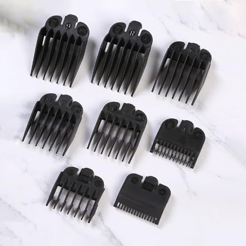 QPOIBSD Professional Hair Clipper Combs Guides Set - 1/16 to 1 Size Range, Black Replacement Guards，COMPATIBLE WITH WAHL Most Clippers/Trimmers (8 Pieces) - Image 1