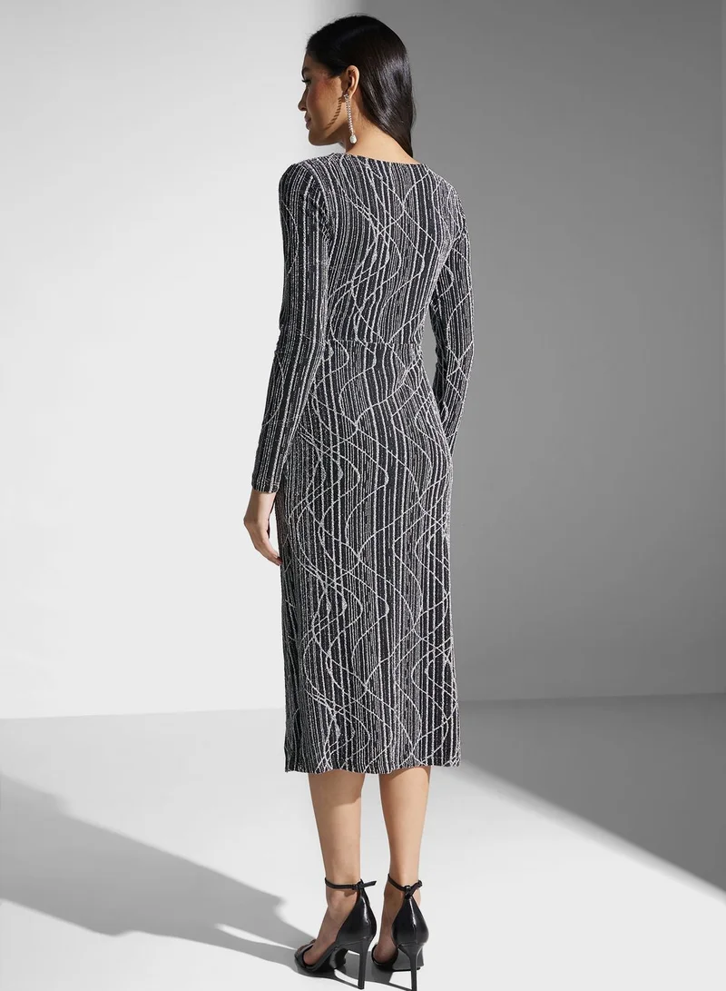 VERO MODA Slit Detail Printed Dress
