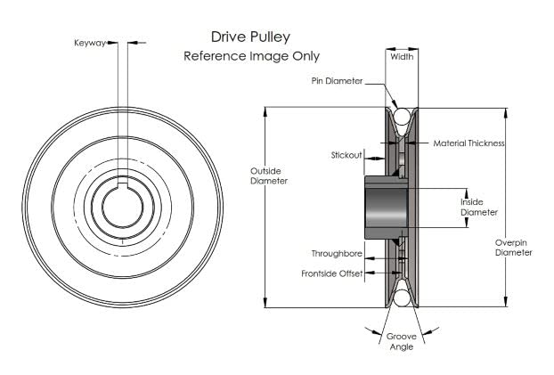Phoenix Mfg. V-Groove Drive Pulley, 3.5'' Diameter, 22mm Bore, Steel - Image 4