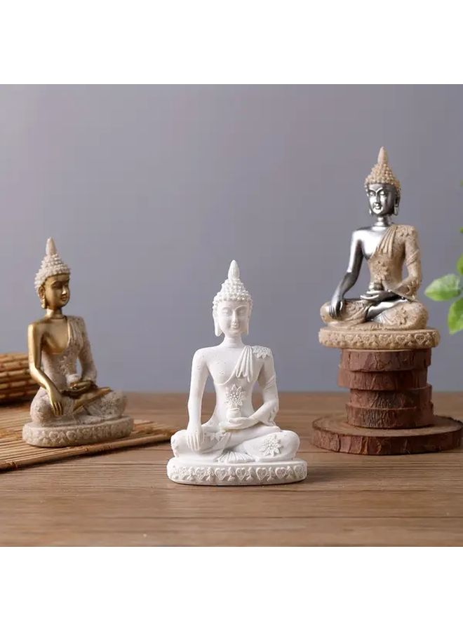 Silver Bottle Elegant Thai Buddha Statue Resin Indoor Outdoor Decor Tranquil Meditation Home Office - Image 1