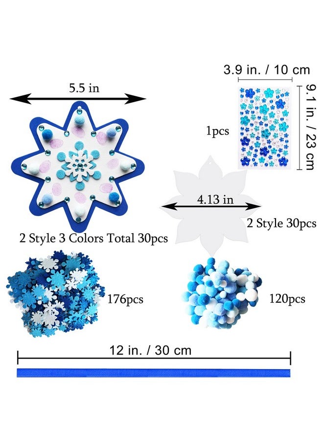 MLOLM 30 Sets Thumbprint Snowflake Craft Kit Christmas Thumbprint Ornament Kit Make Your Own Snowflake Sticker For Winter Christmas Frozen Home Activities Party Favors  - Image 3
