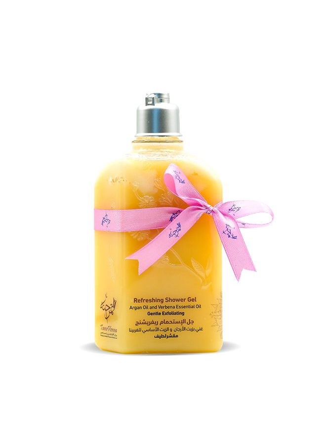 TamrHenna - Refreshing Shower Gel Argan Oil and Verbena Essential Oil Gentle Exfoliating Cleansing Moisturizing Mood Lifting Calming Natural Soap SLS Free Sulfate Free Paraben Free Remove Dead Skin Cells 250 ml - Image 1