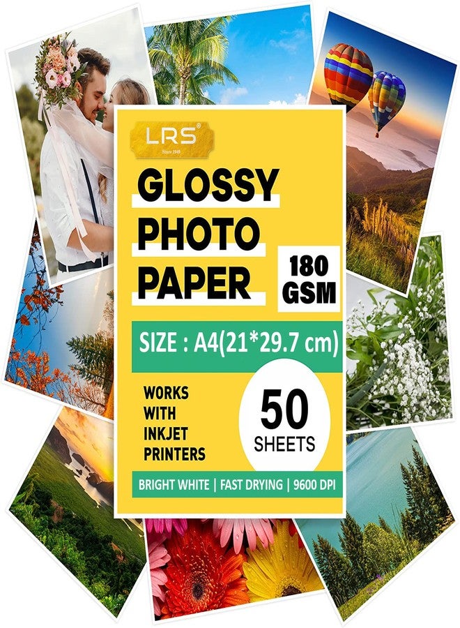 LRS Photo Paper - One Side Glossy - A4 Size - 180 GSM - Pack of 50 Sheets - Image 1