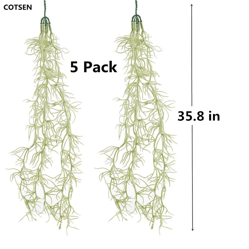 COTSEN 5 Pack Spanish Moss Faux Greenery Moss Fake Vines Moss Hanging Plants for Potted Plants Artificial Hanging Moss Garland Used for Family Indoor and Outdoor Gardens Decoration - Image 3