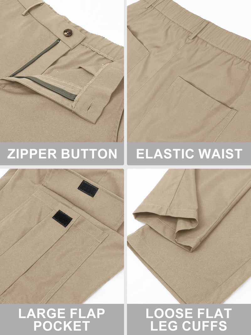Comdecevis Mens Cargo Sweatpants with Multi Pockets Tactical Pants for Men Loose Fit Cargo Work Pants Dark Khaki L - Image 5