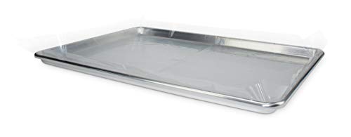 PanSaver Hotel Clear Sheet Pan Liners for Easy Clean Up - 100 pcs Disposable Buffet Pan Liners, Ovenable up to 400F (Bun Sheet Pan - 20.5 x 28.5 in) - Image 1