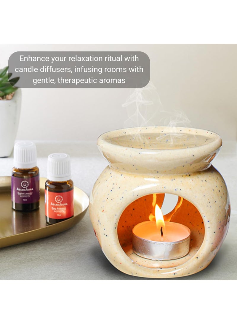 ASIAN AURA Asian Aura Aroma Diffuser Ceramic Aroma Burner Candle Diffuser Oil Warmer Oil Burner Diffuser Pot Beige  - Image 4