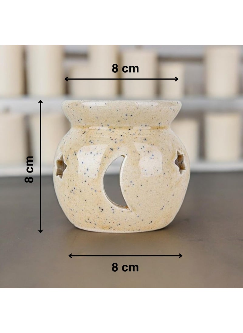 ASIAN AURA Asian Aura Aroma Diffuser Ceramic Aroma Burner Candle Diffuser Oil Warmer Oil Burner Diffuser Pot Beige  - Image 2