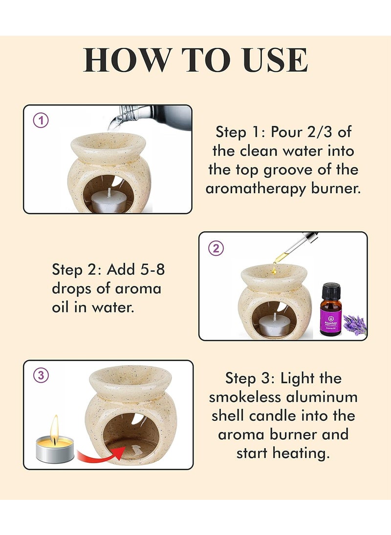 ASIAN AURA Asian Aura Aroma Diffuser Ceramic Aroma Burner Candle Diffuser Oil Warmer Oil Burner Diffuser Pot Beige  - Image 5