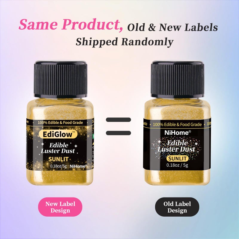 NiHome Edible Food-Grade Glimmer Powder Glitter Luster Dust Metallic Food Decorating Sprinkle Glimmery Dust for Drink Wine Beverage Cake Candy Dessert Bakery Restaurant Vegan (0.18oz/5g, Iridescent) - Image 5