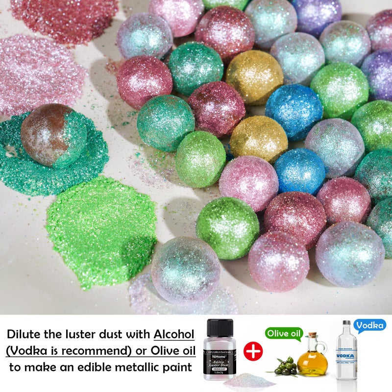 NiHome Edible Food-Grade Glimmer Powder Glitter Luster Dust Metallic Food Decorating Sprinkle Glimmery Dust for Drink Wine Beverage Cake Candy Dessert Bakery Restaurant Vegan (0.18oz/5g, Iridescent) - Image 4