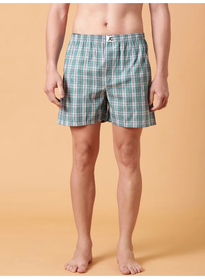 جوفن Joven Men Checked Cotton Boxer Shorts Pack of 2