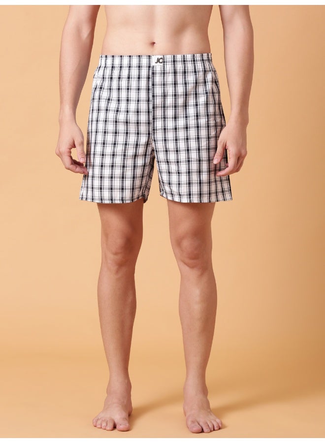 Joven Men Checked Cotton Boxer Shorts Pack of 2 - Image 3
