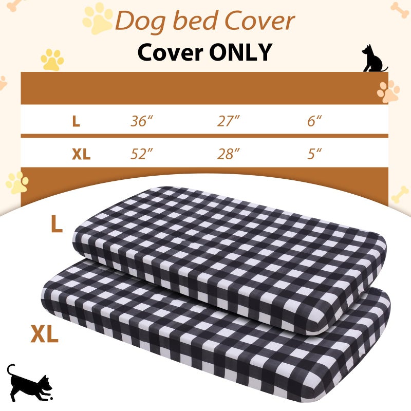 Hoopttay Replacement Dog Bed Covers Elastic Edged Washable Pet Bed Protector with Black Lattice Pattern Design for Medium & Large Pet Beds, Cover Only (Black Lattice, 36x27x6 Inch) - Image 4