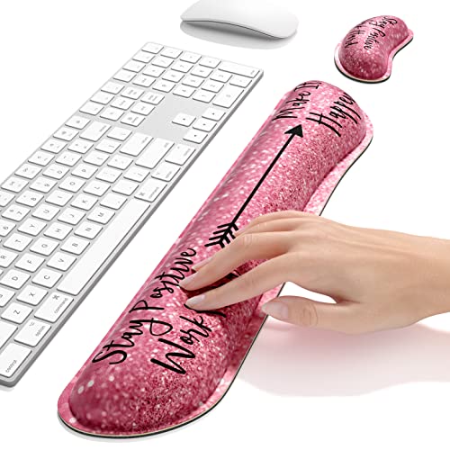 Dapesuom Enlarge Keyboard Wrist Rest, Memory Foam Wrist Cushion for Desk Mats Support, Typing Pain Relief Keyboard Mouse Pad Rests Set with Non-Slip Base for Gaming Laptop Office Computer, Quotes - Image 5