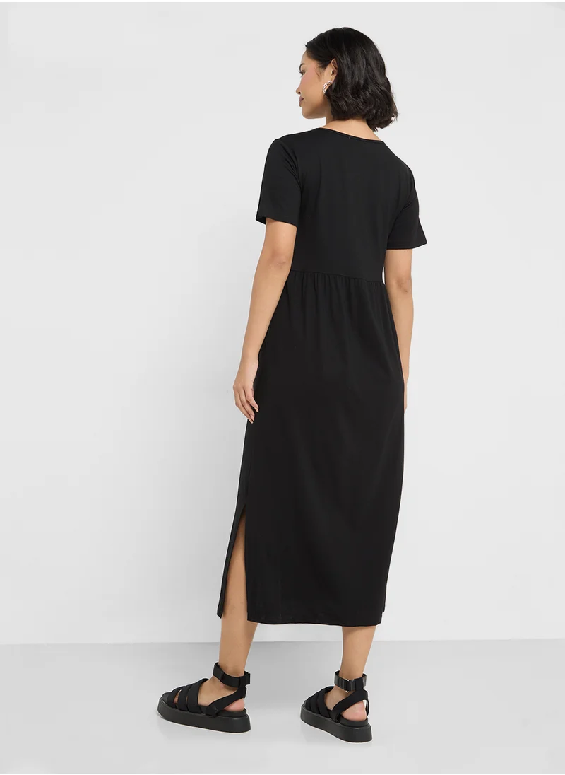 جينجر بيسيكس A Line Pleated T-Shirt Dress