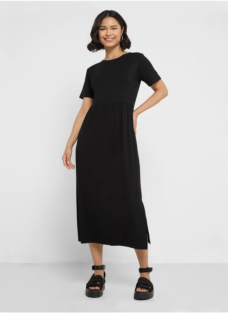 جينجر بيسيكس A Line Pleated T-Shirt Dress