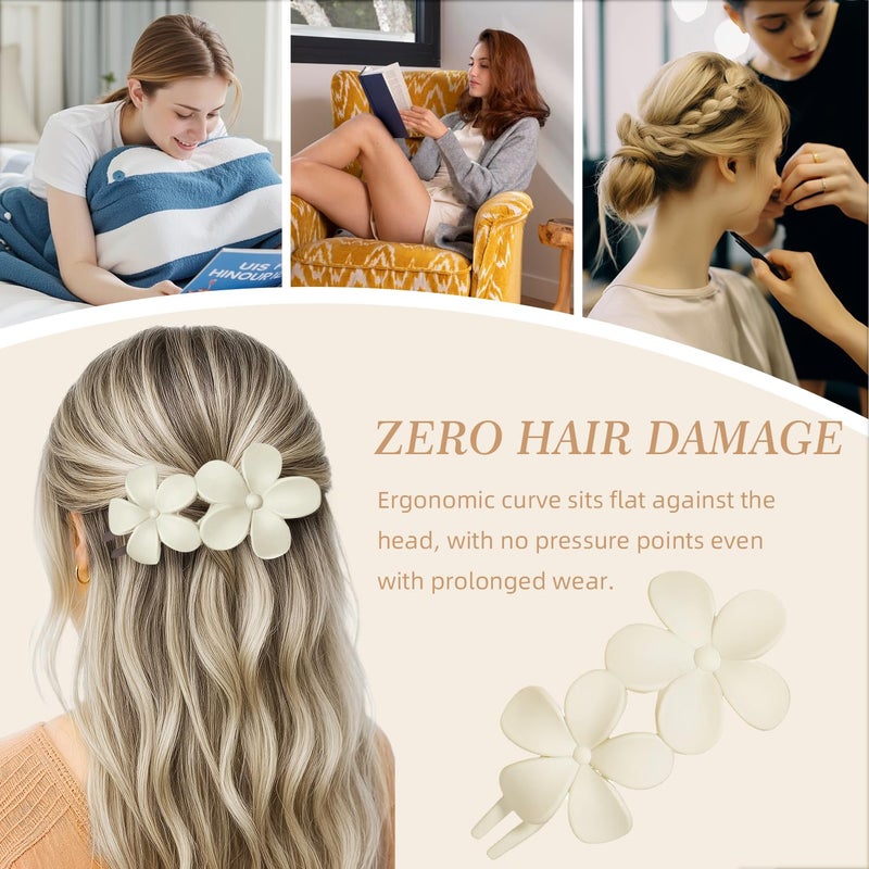 YTQDSS 8PCS Flat Hair Claws Matte Non-Slip Clips for Women, Strong Hold Hair Accessories for All Hair Types, Daily Wedding Party Date Beach Use (Style2(Floral)) - Image 4