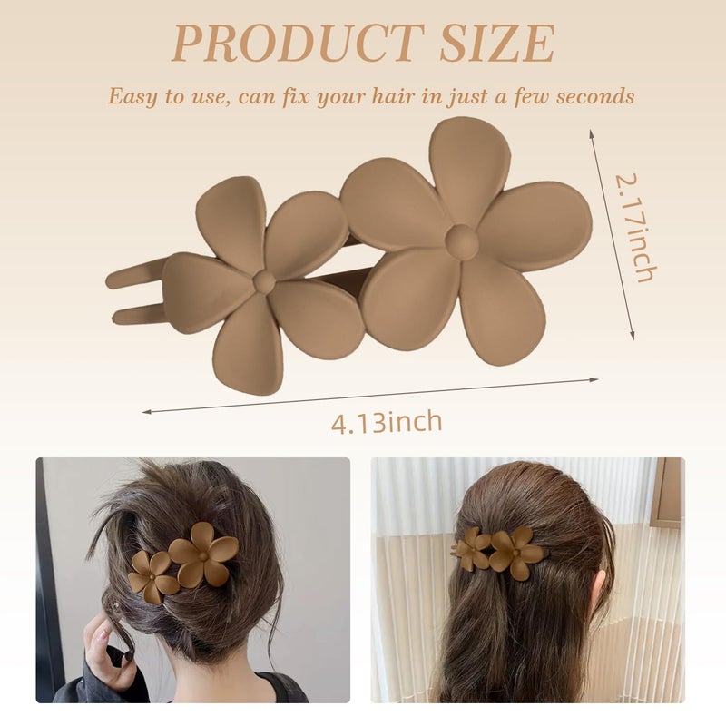YTQDSS 8PCS Flat Hair Claws Matte Non-Slip Clips for Women, Strong Hold Hair Accessories for All Hair Types, Daily Wedding Party Date Beach Use (Style2(Floral)) - Image 3