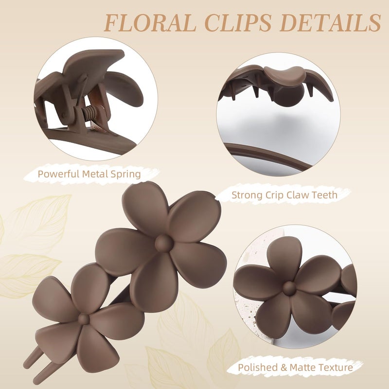 YTQDSS 8PCS Flat Hair Claws Matte Non-Slip Clips for Women, Strong Hold Hair Accessories for All Hair Types, Daily Wedding Party Date Beach Use (Style2(Floral)) - Image 2