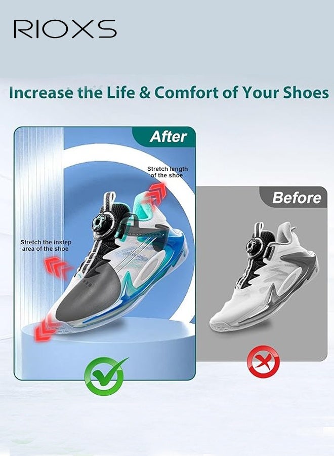ريوكس 5 أزواج من مرونة الأحذية البلاستيكية، تشكيل أحذية للنساء والرجال، أشجار أحذية قابلة للتعديل في الطول للرجال والنساء، مرونة حرة لأشجار الأحذية، منظمات لحمل الكعب، حامل مرونة عالي الجودة ومتين، تشكيل أحذية عملي لجميع الأحذية والسراويل الرياضية، تشكيل أحذية مرونة سوداء - Image 2