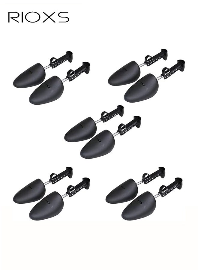 ريوكس 5 أزواج من مرونة الأحذية البلاستيكية، تشكيل أحذية للنساء والرجال، أشجار أحذية قابلة للتعديل في الطول للرجال والنساء، مرونة حرة لأشجار الأحذية، منظمات لحمل الكعب، حامل مرونة عالي الجودة ومتين، تشكيل أحذية عملي لجميع الأحذية والسراويل الرياضية، تشكيل أحذية مرونة سوداء - Image 1