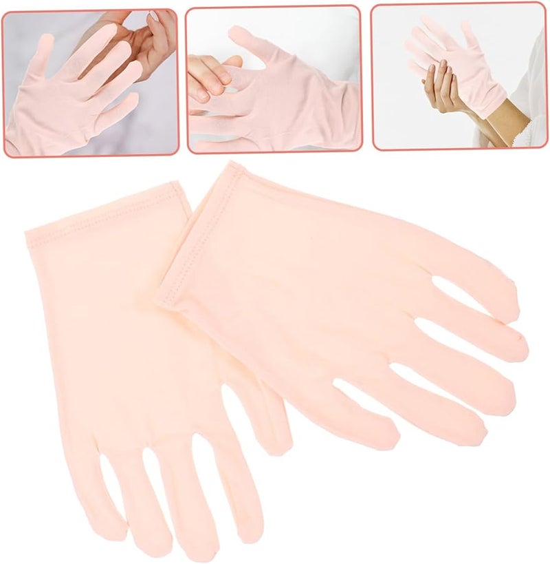 Housoutil 4 أزواج قفازات سبا قطنية بألياف الفحم المرطبة لعلاج اليدين الجافة والمتشققة طوال الليل 15x11 سم - Image 4