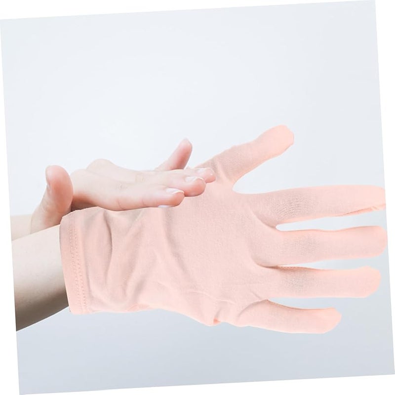 Housoutil 4 أزواج قفازات سبا قطنية بألياف الفحم المرطبة لعلاج اليدين الجافة والمتشققة طوال الليل 15x11 سم - Image 3