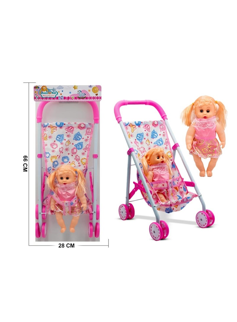 Lovely Doll Playset With Stroller Suitable for Children Aged 3 Years and Older