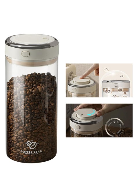 Coffee Can with High Quality Glass - Sealed coffee container with one-way CO2 valve and freshness tracker, perfect for coffee bean storage, 57 oz large capacity
