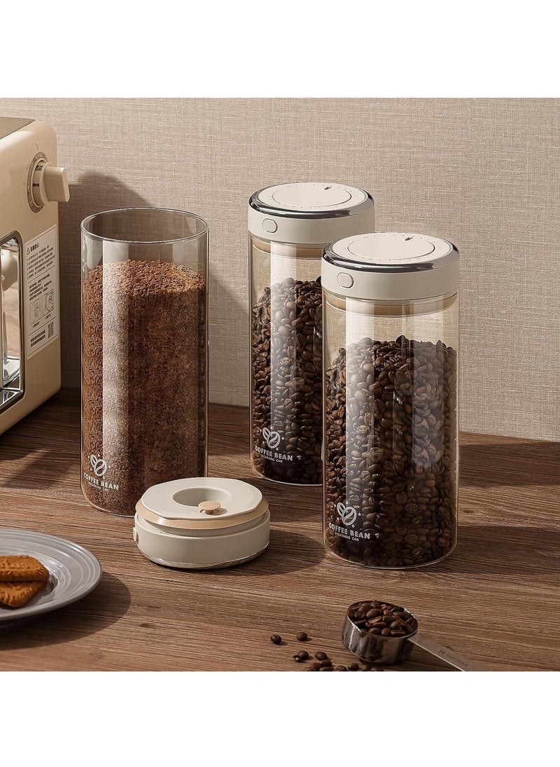 Coffee Can with High Quality Glass - Sealed coffee container with one-way CO2 valve and freshness tracker, perfect for coffee bean storage, 57 oz large capacity