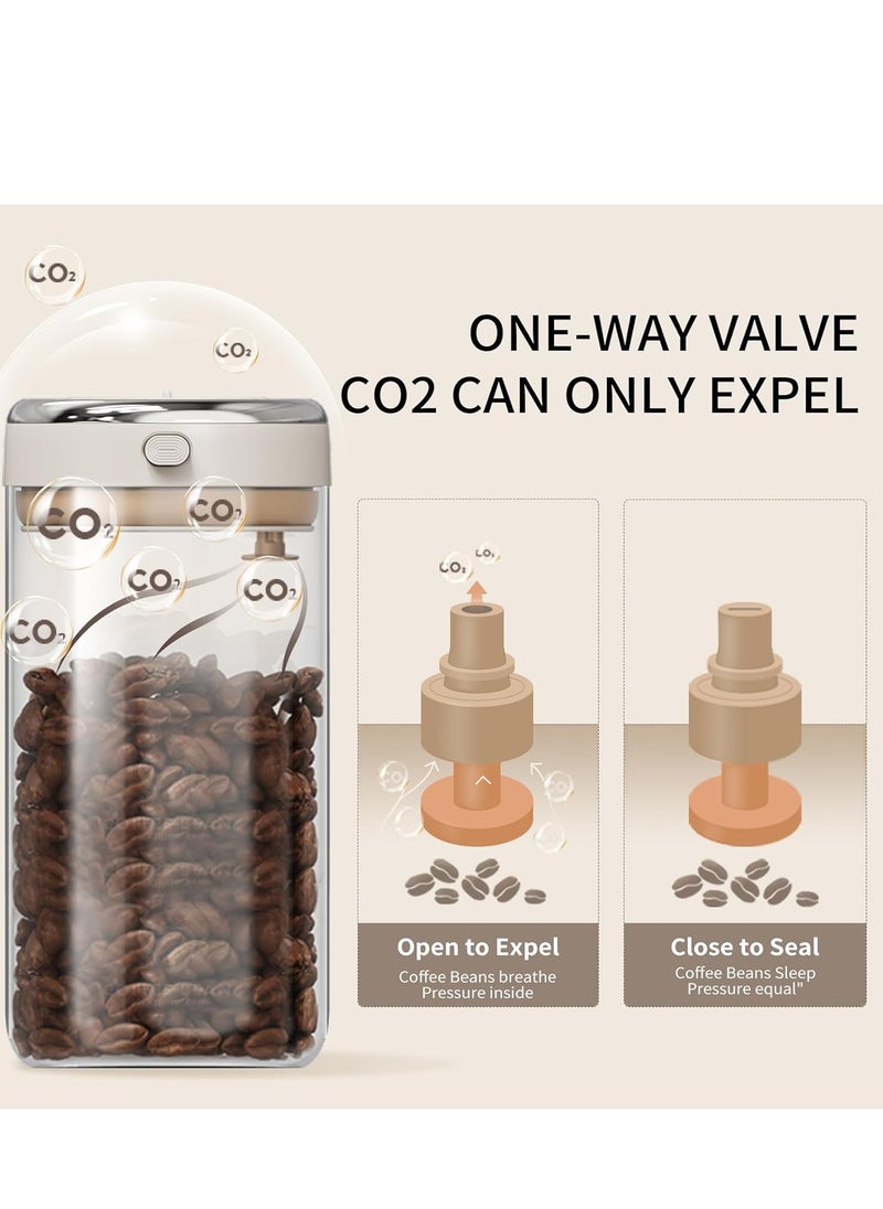 Coffee Can with High Quality Glass - Sealed coffee container with one-way CO2 valve and freshness tracker, perfect for coffee bean storage, 57 oz large capacity