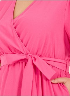 Styli Solid A-LINE MIDI DRESS WITH BELT  - Image 3
