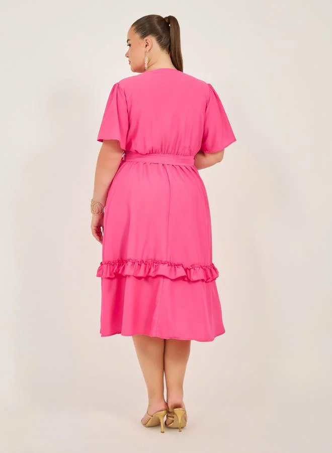 Styli Ruffled Belted Dress