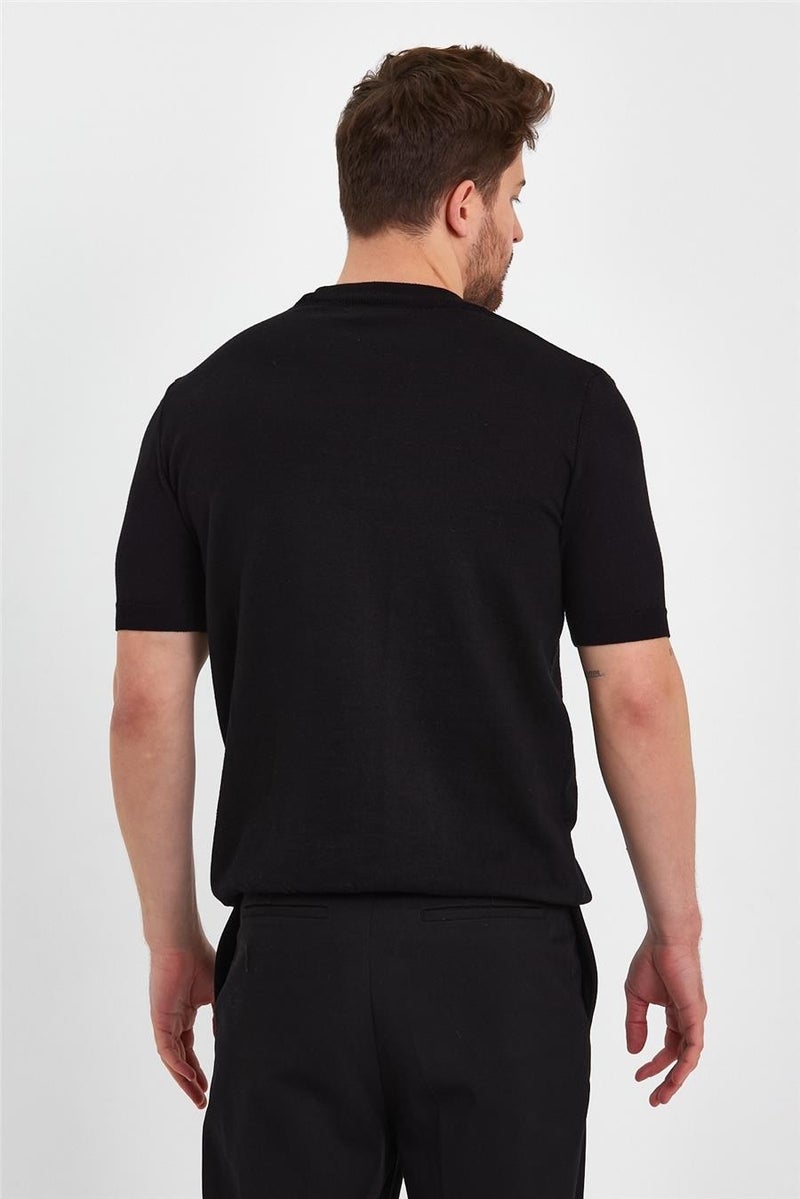 Cool Tarz Cool Style Black Men's Half Turtleneck Plain Knitwear T-SHIRT-TRZ19129R05S  - Image 4