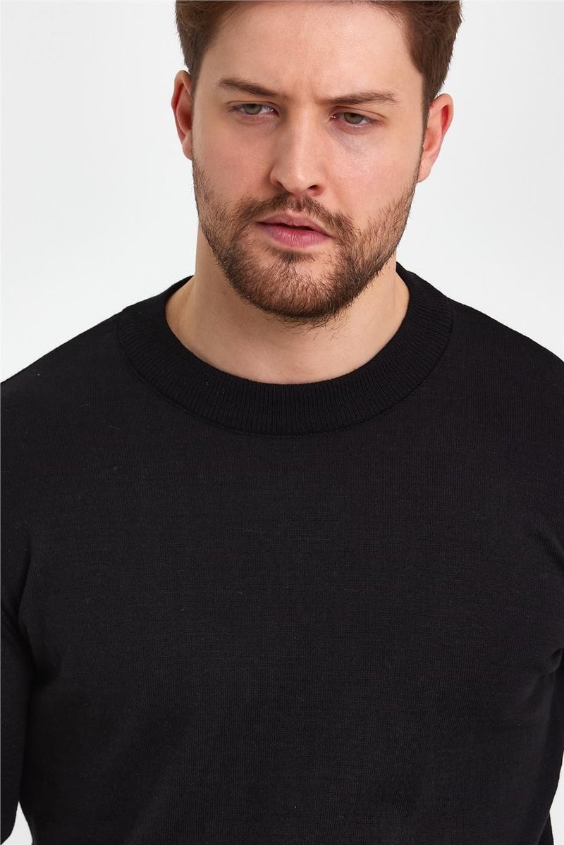 Cool Tarz Cool Style Black Men's Half Turtleneck Plain Knitwear T-SHIRT-TRZ19129R05S  - Image 3