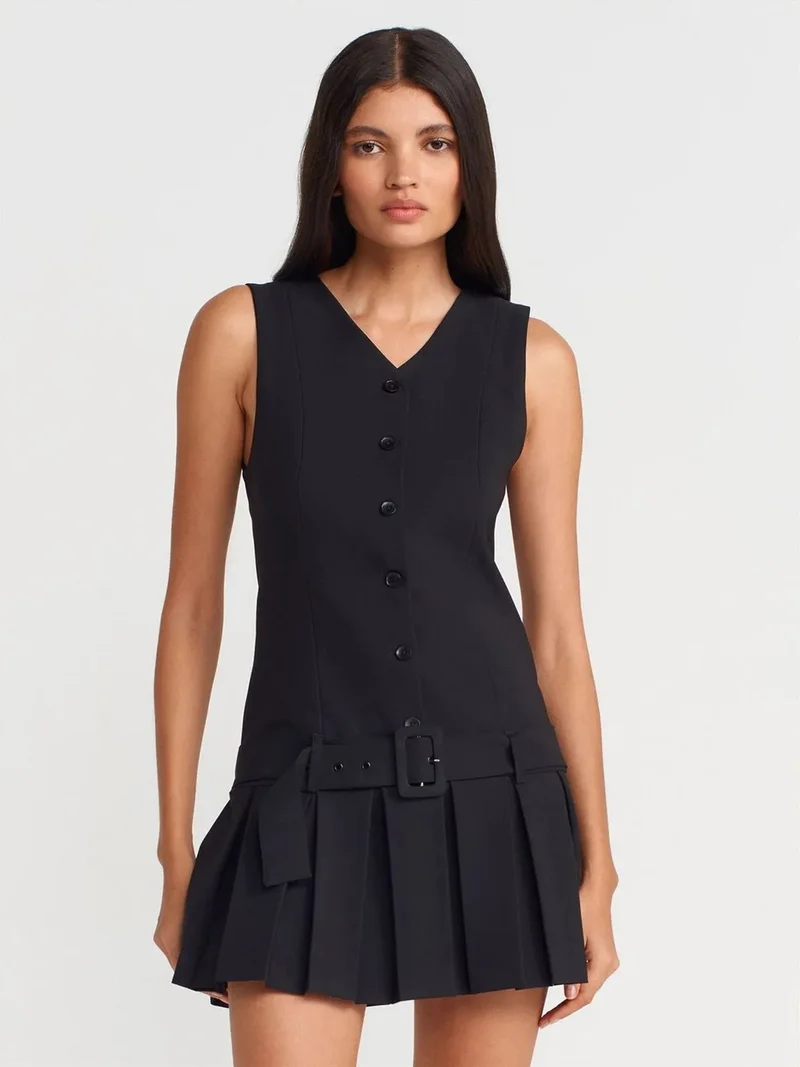 Dilvin DILVIN Fitted Belted Mini Dress