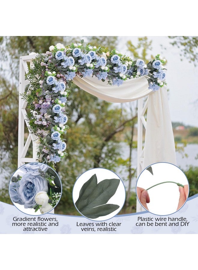 Yunsailing 8 Packs Artificial Peony Flowers Faux Silk Hydrangea Bouquet Vintage Wedding Home Table for Door Decor Reusable Bouquet of Rose Flowers for Valentine Wedding Birthday Party(Blue White) - Image 3