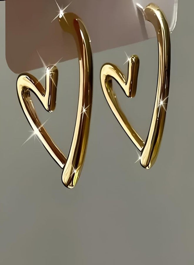 SHAHEEBA Stainless Steel Heart Stud Earrings for Women | Long-Lasting 18K Look Gold Plated Minimalist Love Design | Lightweight, Anti-Tarnish Daily & Party Jewelry | Gift for Women & Girls - 1 Pair - Image 4
