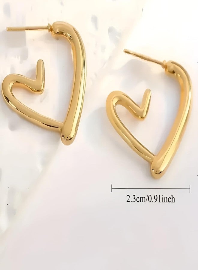 SHAHEEBA Stainless Steel Heart Stud Earrings for Women | Long-Lasting 18K Look Gold Plated Minimalist Love Design | Lightweight, Anti-Tarnish Daily & Party Jewelry | Gift for Women & Girls - 1 Pair - Image 5