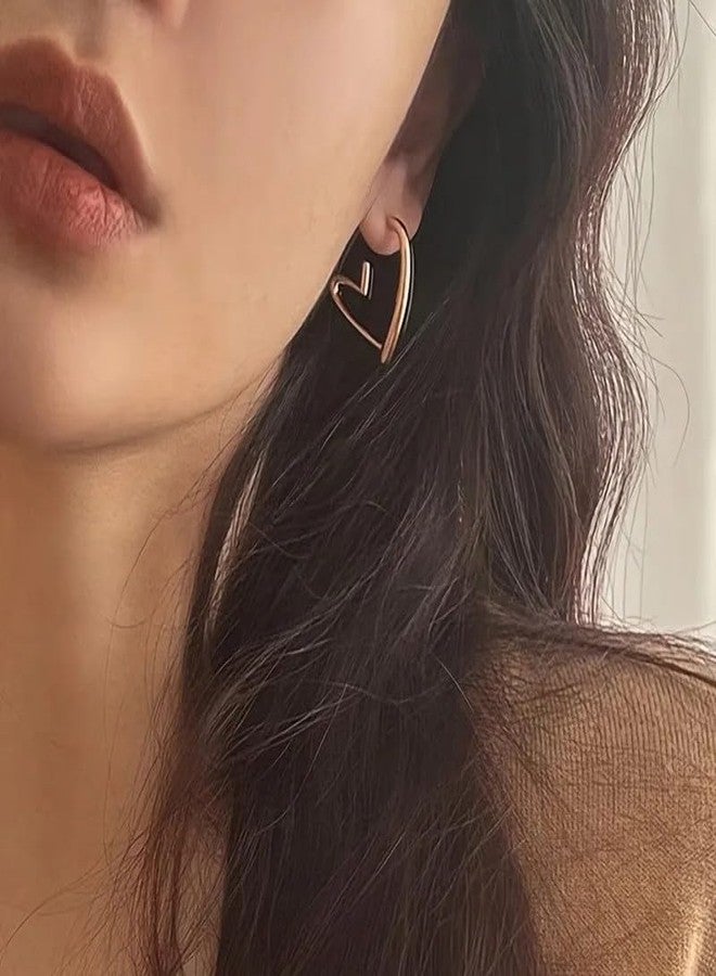 SHAHEEBA Stainless Steel Heart Stud Earrings for Women | Long-Lasting 18K Look Gold Plated Minimalist Love Design | Lightweight, Anti-Tarnish Daily & Party Jewelry | Gift for Women & Girls - 1 Pair - Image 2