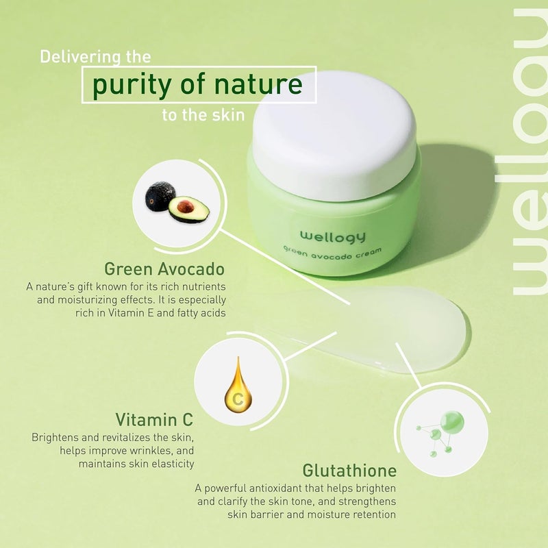 Wellogy Korean Daily Niacinamide Moisturizer Vitamin C Green Avocado 55ml Vegan Normal to Combination Skin - Image 5